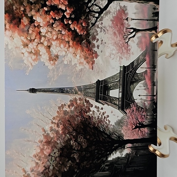 Paris Eiffel Tower Floral Fantasy Watercolor Oil Painting Art Print - Picture 5 of 7